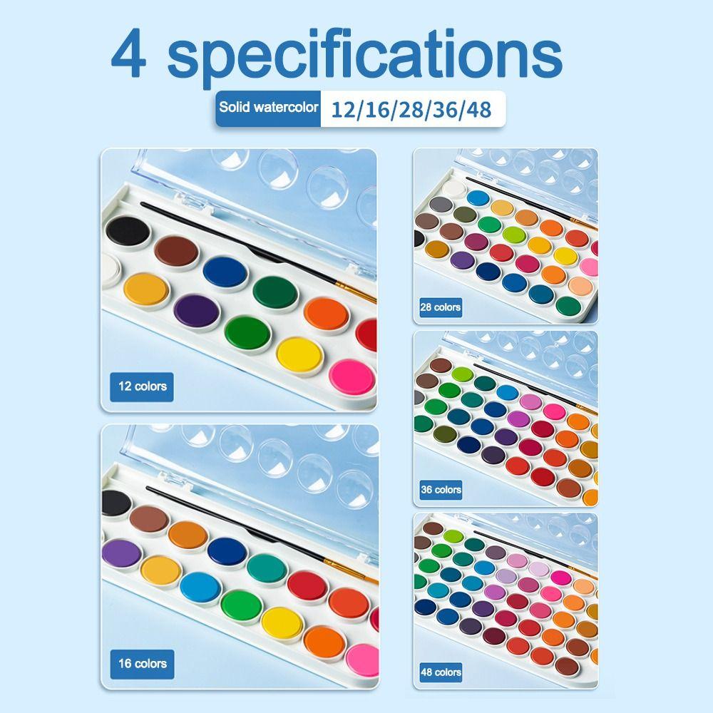 12/16/28/36/48 Colors With Water Brush Pen Watercolor Paint Set  Drawing Art Paint Supplies