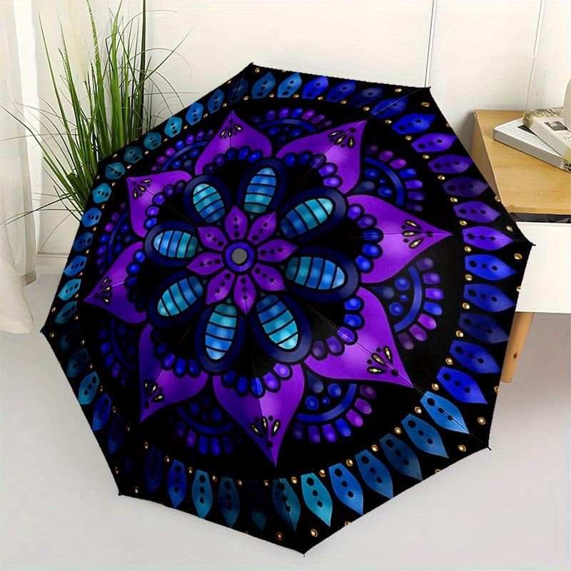 1pc Mandala Art Automatic Umbrella - 8-Rib Foldable Design, Outdoor Adventures, and Family Celebrations yy250829062