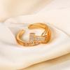 Real Gold Plated Heavy Industry Full Diamond Letter T Open Ring Does Not Fade Ring