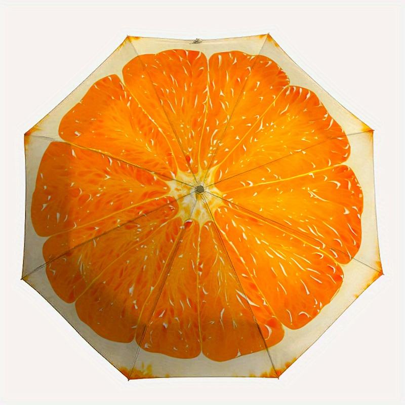 

1pc Orange Slice Automatic Open/close Folding Compact Umbrella, 8-Rib Sturdy Canopy, Lightweight Portable, Commuting Use, Gift, 099