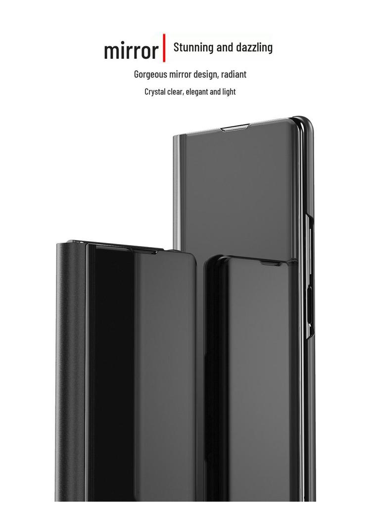 Samsung Z Fold7/6/5 Phone Case: Smart Flip Mirror, Full Coverage, Anti-Fall, Foldable Screen Protection.
