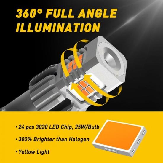 2Pcs 1156 SMD LED Tail Brake Stop Backup Reverse Turn Signal Light Bulbs Amber