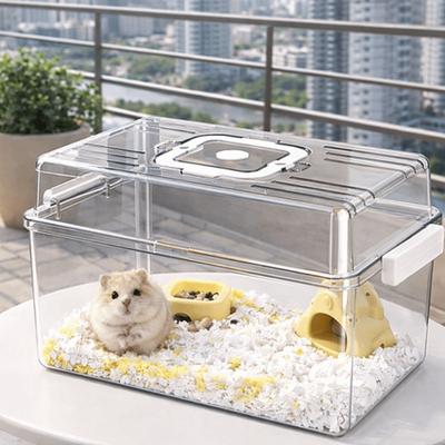 Large Space Transparent Hamster Cage Handheld Buckle Design Hamster Habitat Durable Ventilation Guinea Pig Villa Exercise