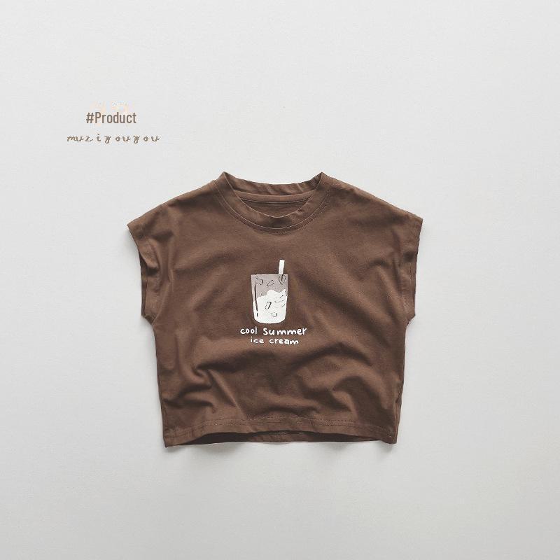 

Летние хлопковые жилеты без рукавов с принтом для мальчиков и девочек — модный корейский и японский стиль 130 cm