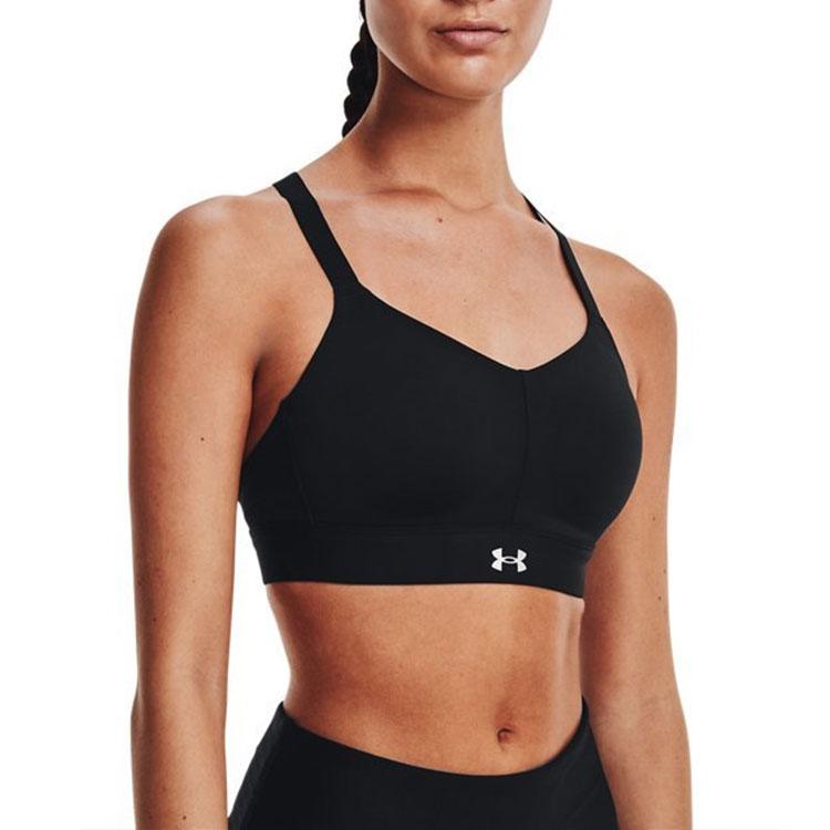 Under Armour Breathelux Solid Logo Treningowy Amortyzujący Biustonosz Sportowy o Wysokiej Intensywności Bielizna Damska Czarny 1370739-001