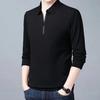 Männer Einfarbig Business Hemd Revers Zipper Ausschnitt Langarm Pullover Tops Frühling Herbst Slim Fit Arbeit T-shirt