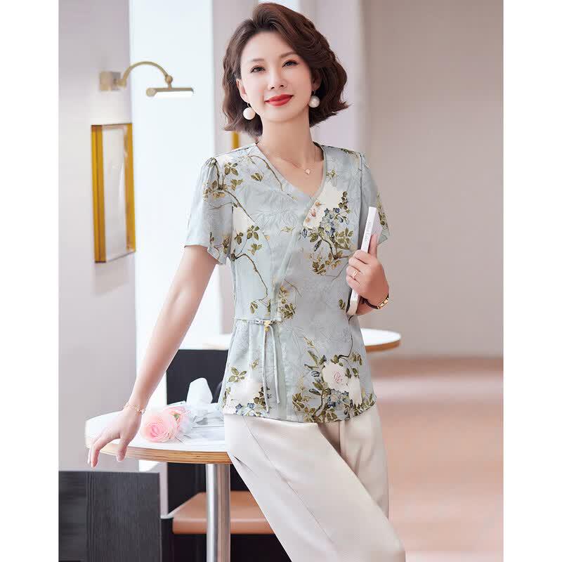 Pasit Women s New Chinese Style Printed Summer Set 2XL