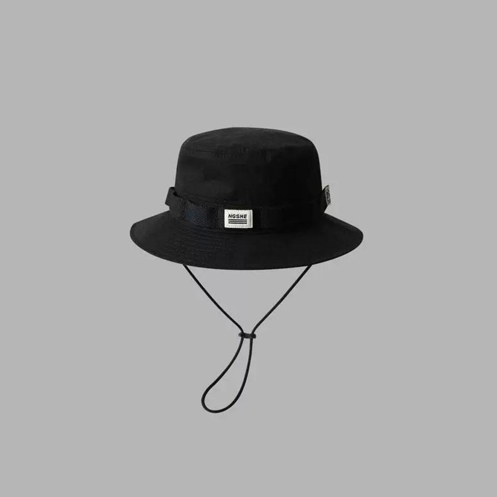 Outdoor Windproof Bucket Hat Adjustable Chin Strap Wide Brim Breathable Fishing Sun Hat Casual Travel Camping Fisherman Cap