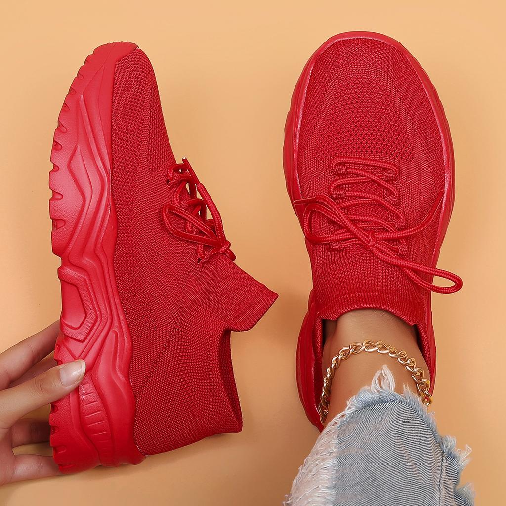 Women's Breathable Casual Sneakers Lace Up Comfortable Thick Bottom Hundred Shoes