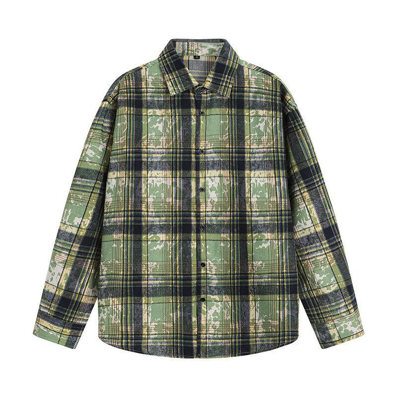 Men's Clothing Japanese Loose Breathable Shoulder Plaid Shirt Long Sleeve Large Size Men's Shirt