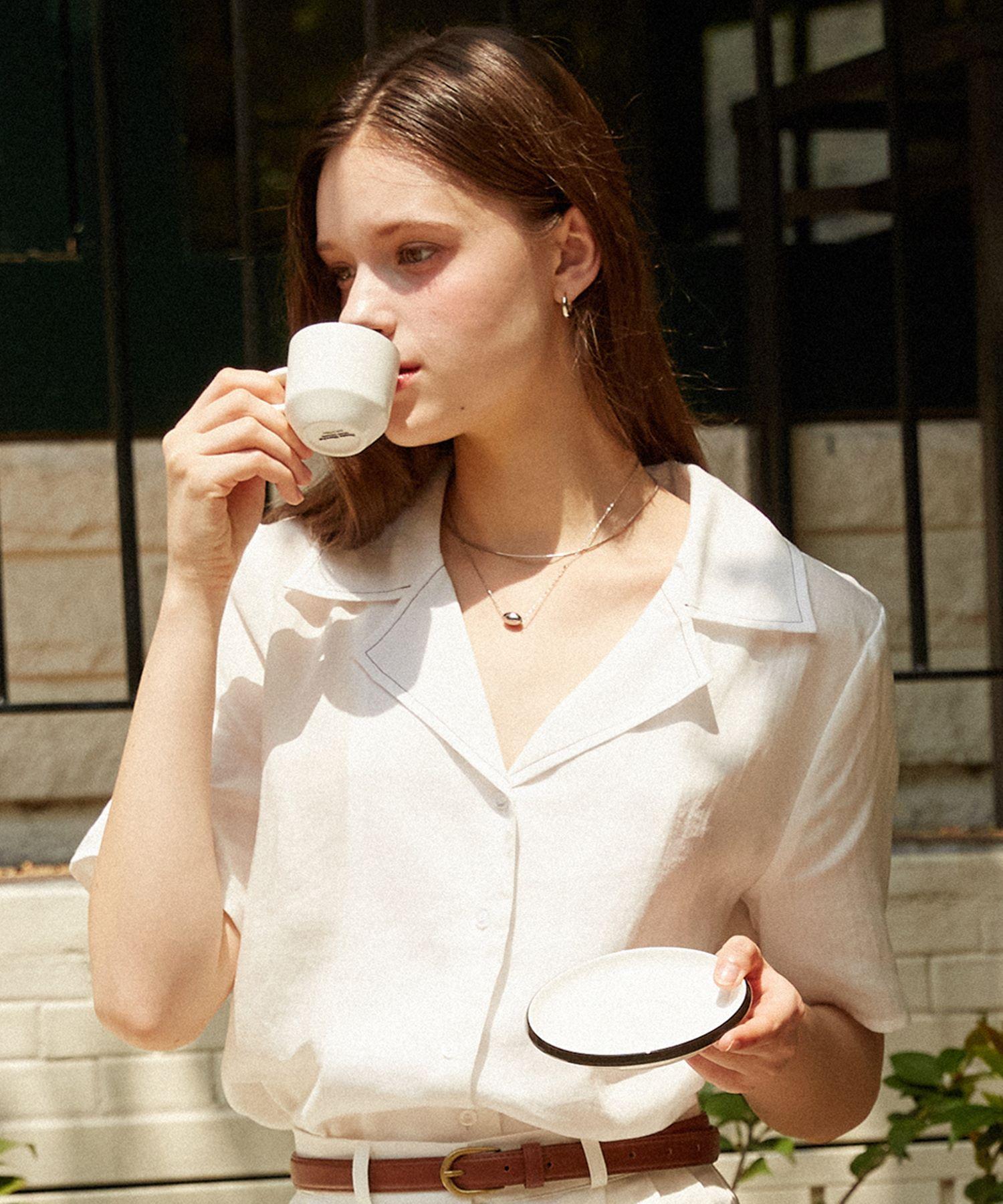 Ramaro Elin Linen Jacket Collared Blouse (White) White