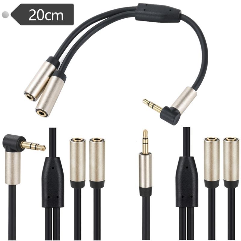Headset Splitter, 3.5mm Headphone Mics Splitter Cable for Headset 3.5mm Male To 2 Female Microphones Headphone Splitter