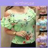 Damen Floral Print Cold Shoulder Tops Stylische Sommer Strand Tankblusen Hemd in mehreren Farben