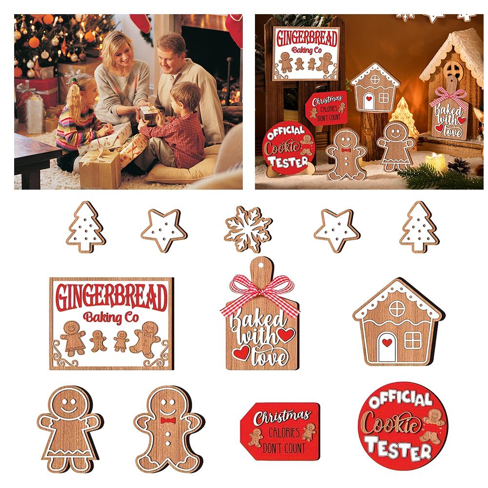 

12 Pack Christmas Wooden Tiered Tray Decor Set Winter Tiered Tray Decorations Mini Block Signs for Farmhouse Kitchen Tabletop China Mainland