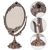 Double-sided Vintage Makeup Mirror Rotatable European Desktop Mirror Oval Makeup Mirror Bedroom Living-Room Dresser Decoration