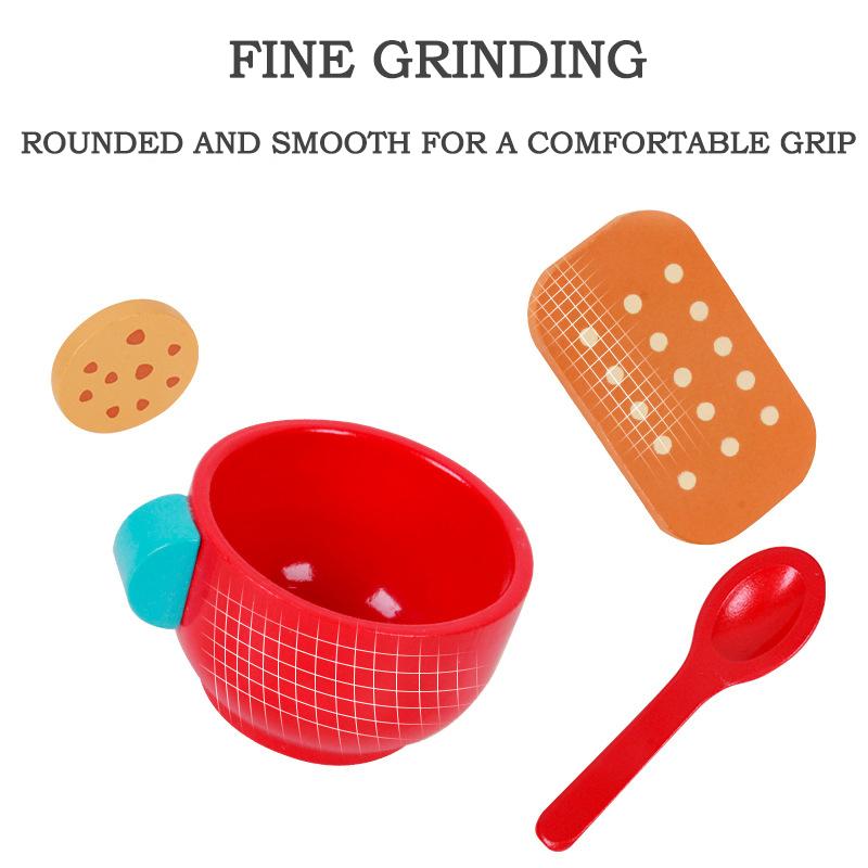 BABIBO Children's Simulation Play House Blue Afternoon Tea Cognitive Toys/food Tea Tableware Role-playing Wooden Toys