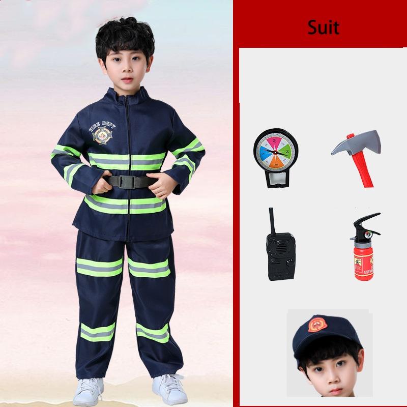 Kid's Fireman Uniform Costume Set For Kindergarten Role Play