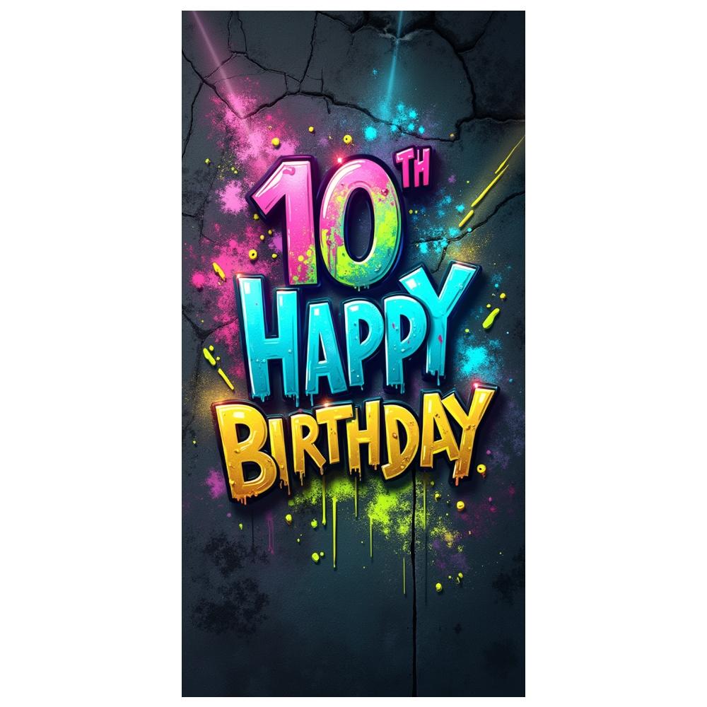 10. Geburtstag Kulisse Metallischer Glanz Schriftzug Geburtstagsfeier Banner Geburtstags Dekoration Graffiti