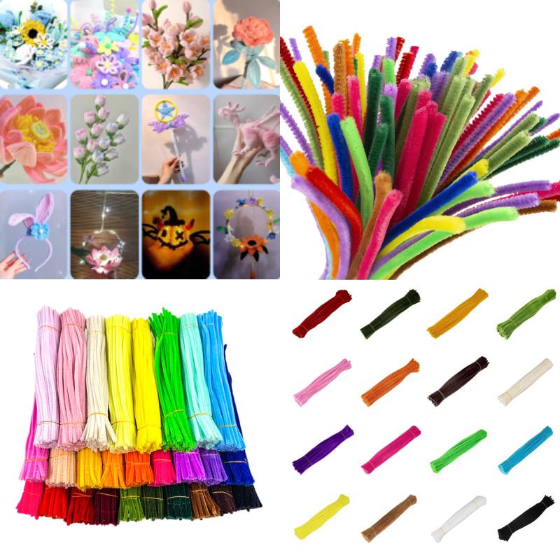 Pcs 100 Colorful Plush Root Twisting Rod Soft Felt Wire Strips Diy Decorations