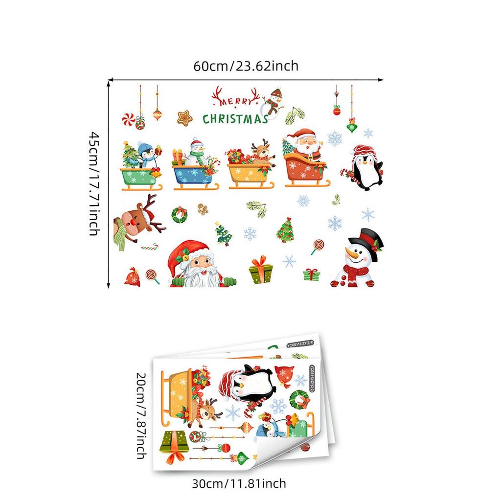 3pcs Cartoon Luminous Stickers Waterproof Flat Sticker Christmas Themed Home Wall Stickers Christmas Party Atmosphere Decoration