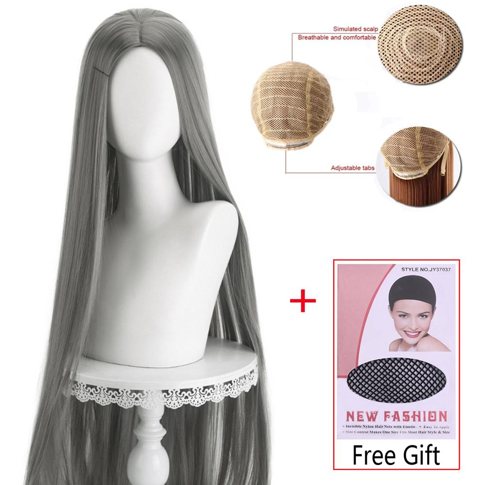 Perruque Cosplay Longue Droite 100cm Raie au Milieu Séparation Centrale Blond Rose Rouge Violet Cheveux Synthétiques Résistants à la Chaleur Perruques