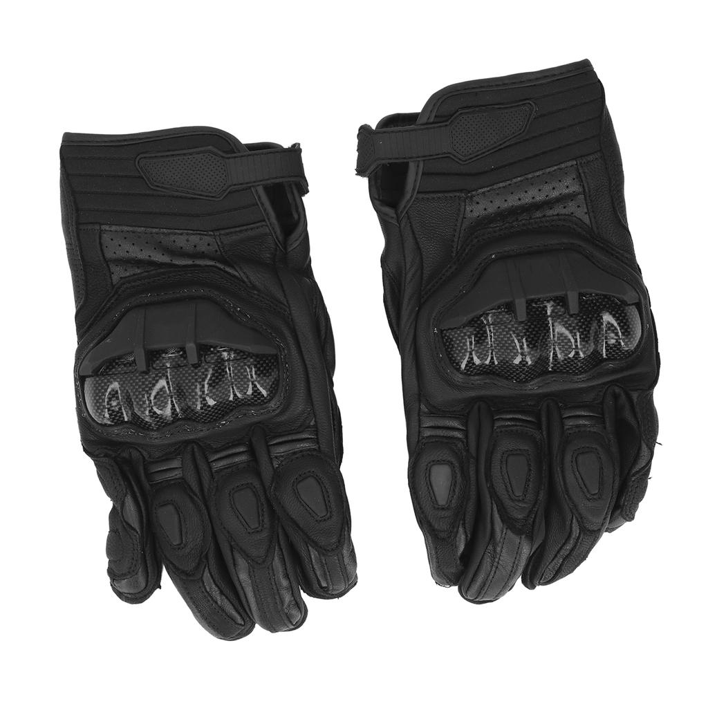 Motorcycle Riding Gloves PU Leather Windproof Waterproof Warm Keeping Breathable Hard Knuckle Gloves Black M