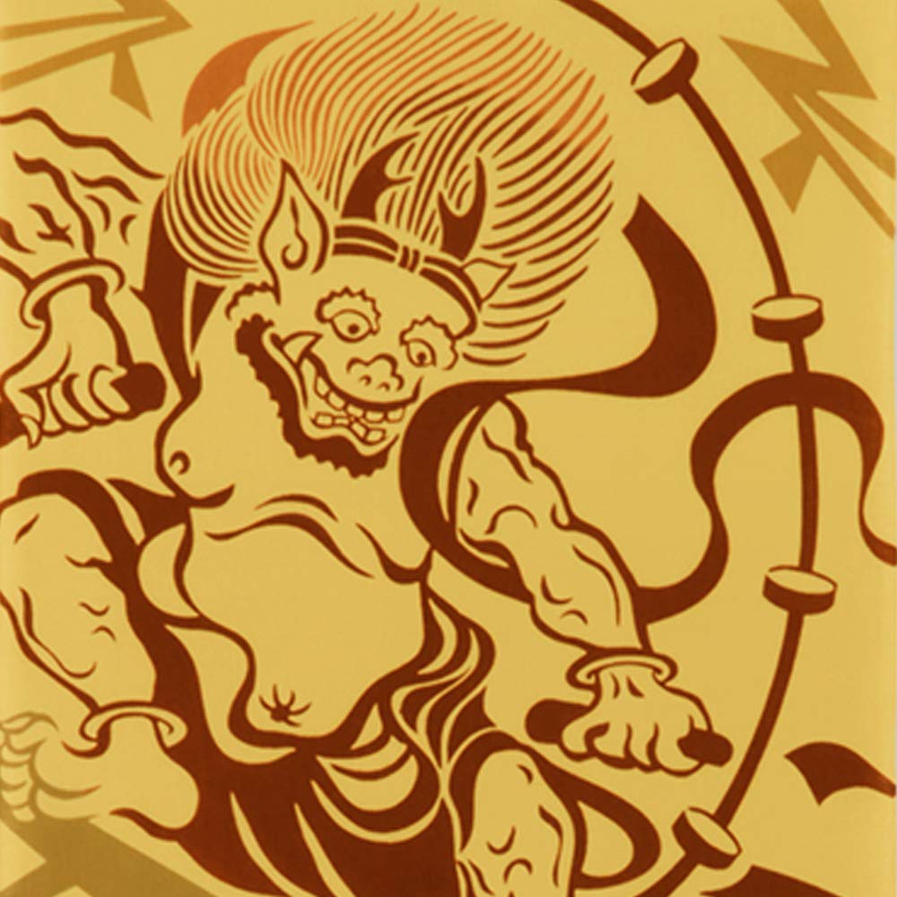 kenema dyed tenugui Wind God and Thunder 34 x 90 cm Miyamoto-Towel Japanese-made cloth, God,
