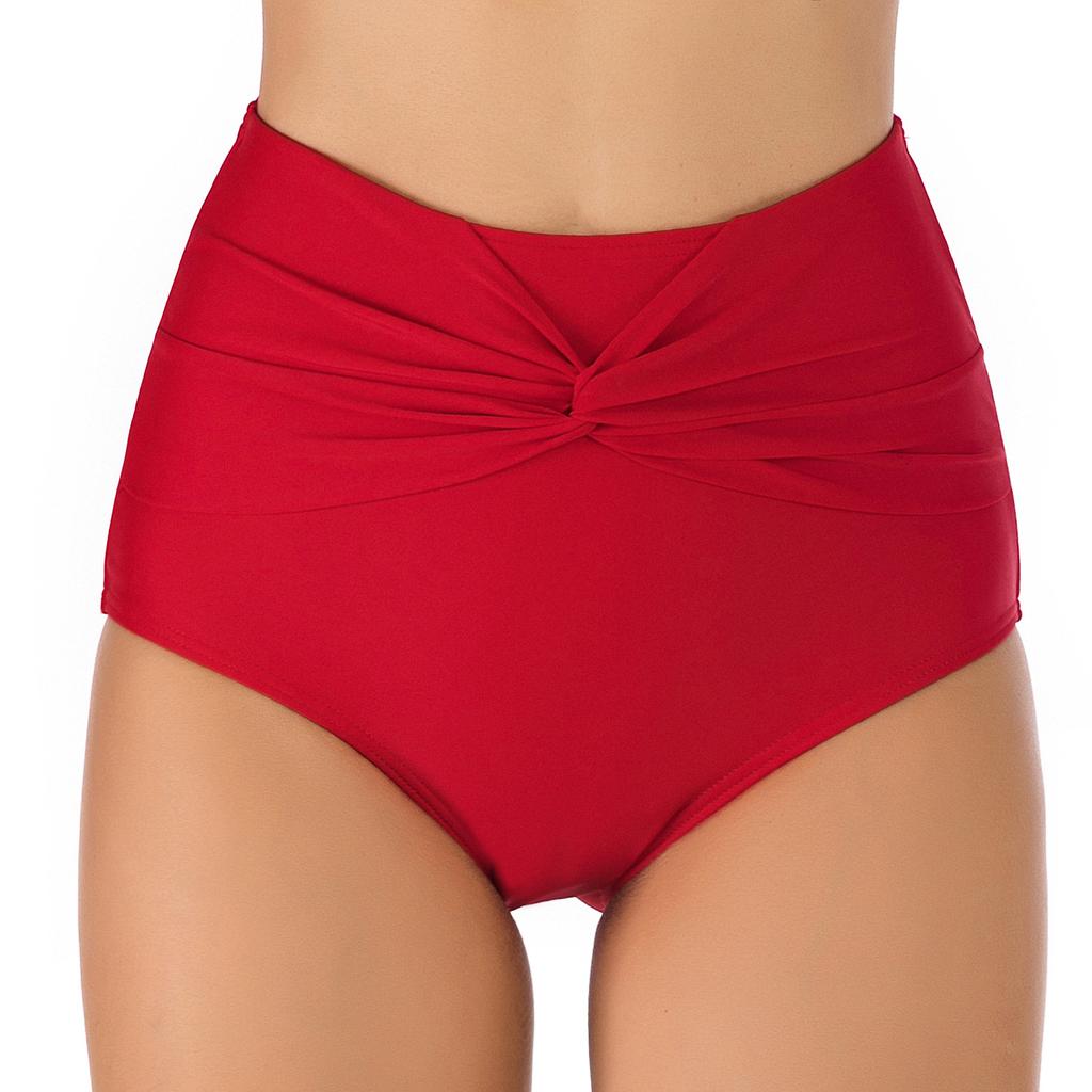 Plus Size Women’s Sexy High-Waisted Triangle Bikini Bottoms, Solid Color Slim-Fit Quick-Dry Swimwear for Beach