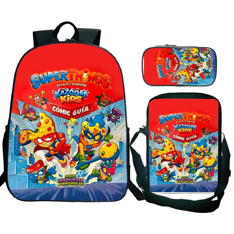 3Pcs/set Superzings Kazoom Kids Backpack Superthings Teenager Students Schoolbag Rucksack Children Laptop Daypack