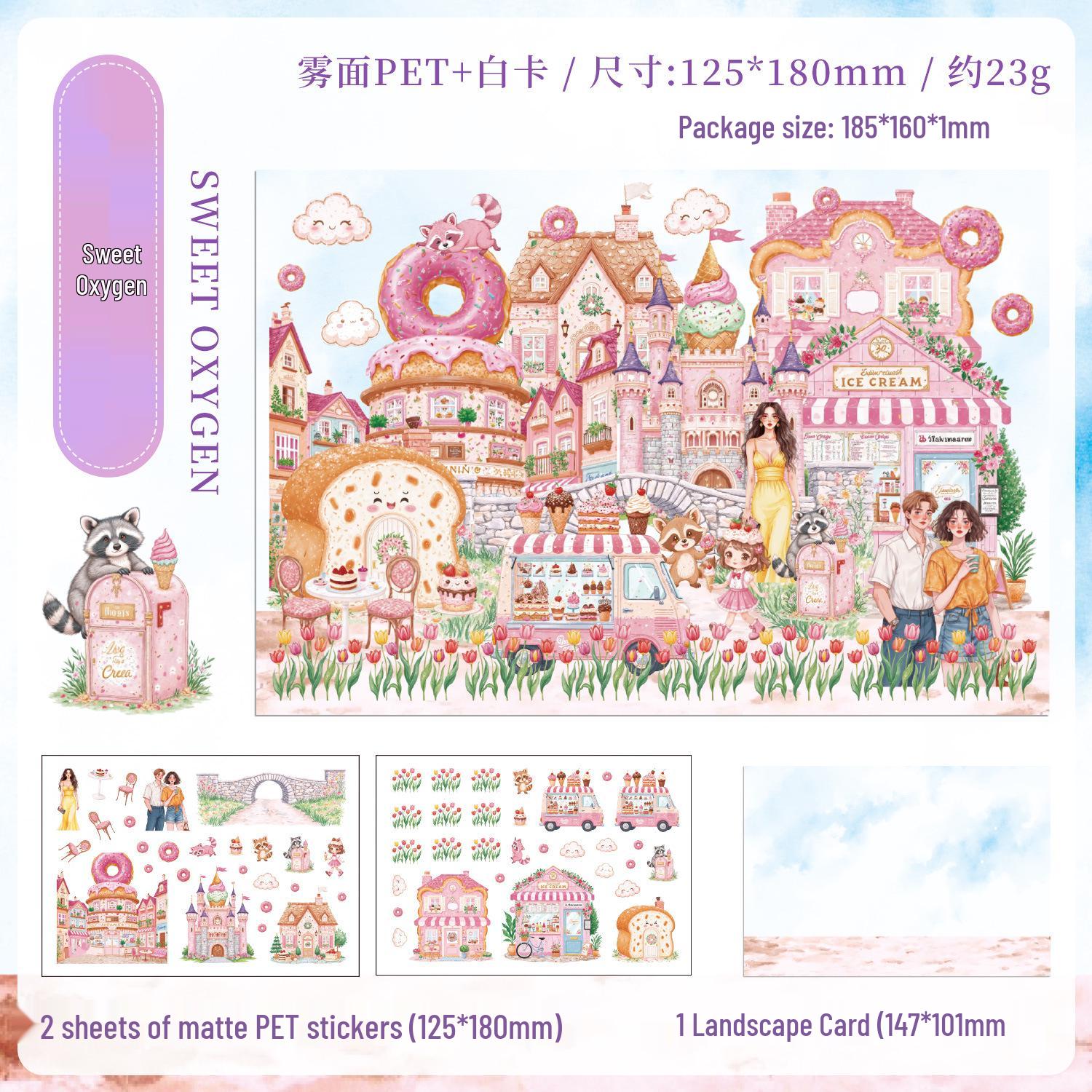 

ZABC Phantom Journey Sticker Set: Border Flower Path Scenery, Character, and Journal Materials - 4 Styles