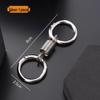 Creative Metal Double Loop Keychain with Pendant – Stylish Spring Ring Design