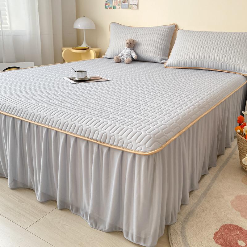 New Latex Bed Skirt Summer Three-Piece Summer Three-Piece Set Mattress Cover Ice Silk Soft Mat