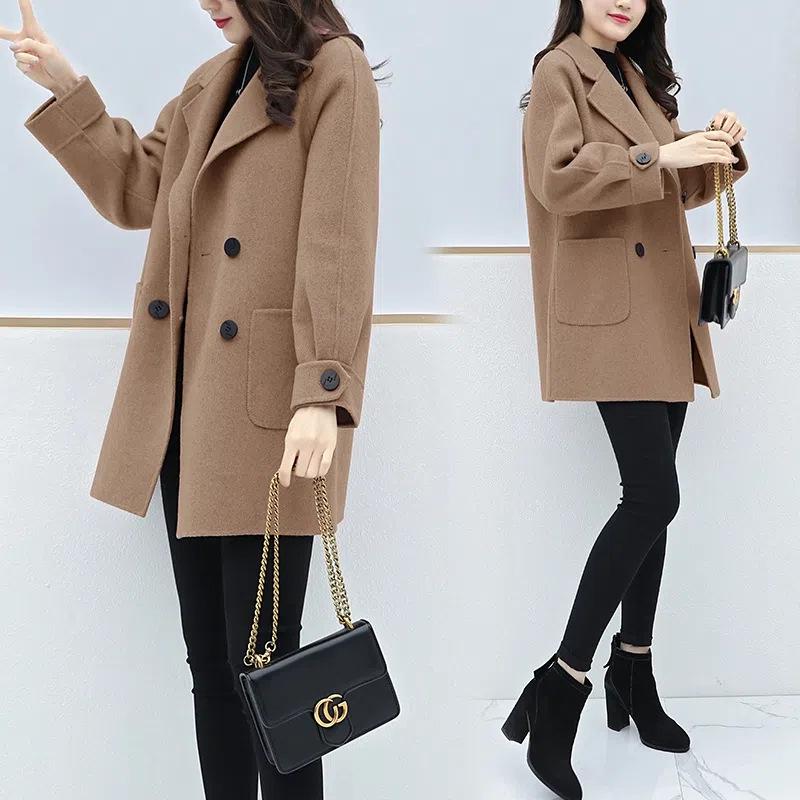 2024 Autumn/Winter Plus Size Slimming Wool Coat for Petite Women