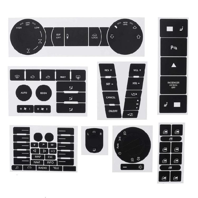 

Auto Interior Button Repair Decals Restoration Set Wear Resistant Suitable For 2004-2009 Vehicle Dashboard Sticker Set 1