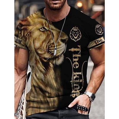 Men's Gender-Neutral T-Shirt 3D Printed Lion Round Neck Casual Short Sleeve Top Street Wea Men's T-Shirt Oversized T-Shirt