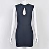 Elegant Sleeveless Burgundy Striped Bandage Dress - Low Cut & Stretchy Women's Fashion