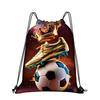 3pcs Football Pattern Drawstring Bags with Practical Pockets, Easy To Carry Football Training Bags