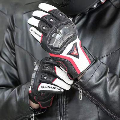 Motorcycle Gloves Black Racing Genuine Leather Motorbike White Road Riding Team Glove Men Summer Winter