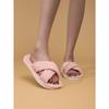Ladies Cross Strap Corduroy House Slippers, Striped Comfy Cotton Four Seasons Indoor Slides