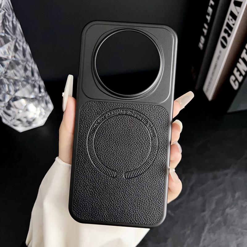 

For Magic 8 8Pro Air Case Embossed Litchi Pattern Leather Magnetic Wireless Charging Anti-Fingerprint Comfortable Grip Cover Honor Magic8 Pro