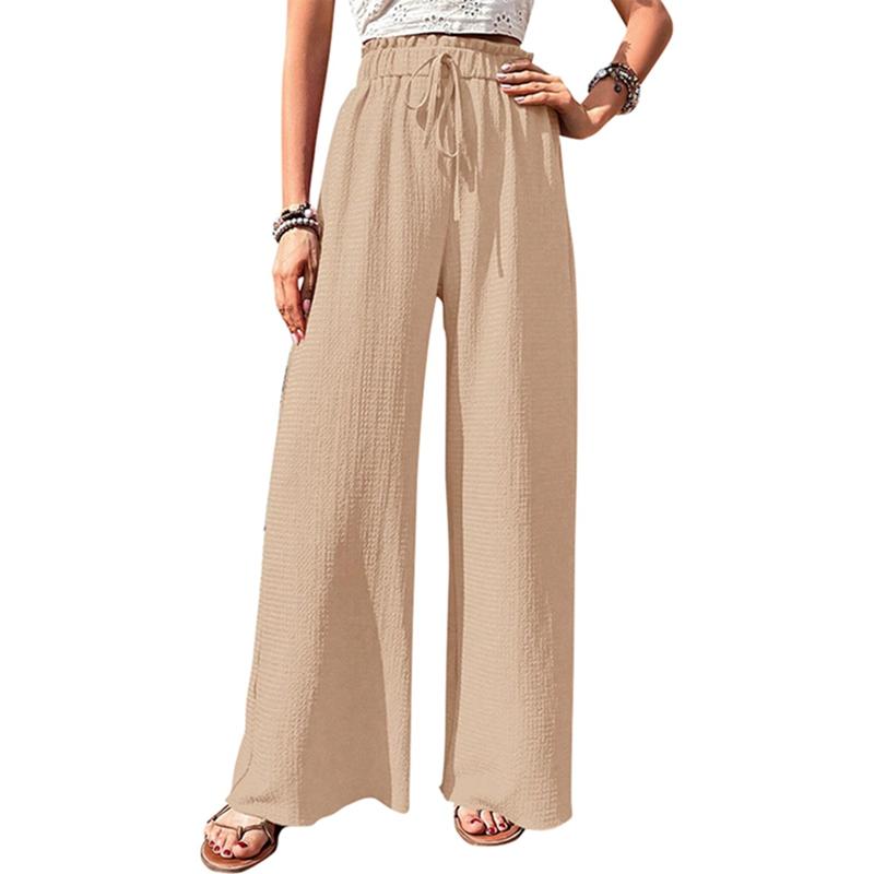 Women s Solid-Color Casual Wide-Leg Pants L