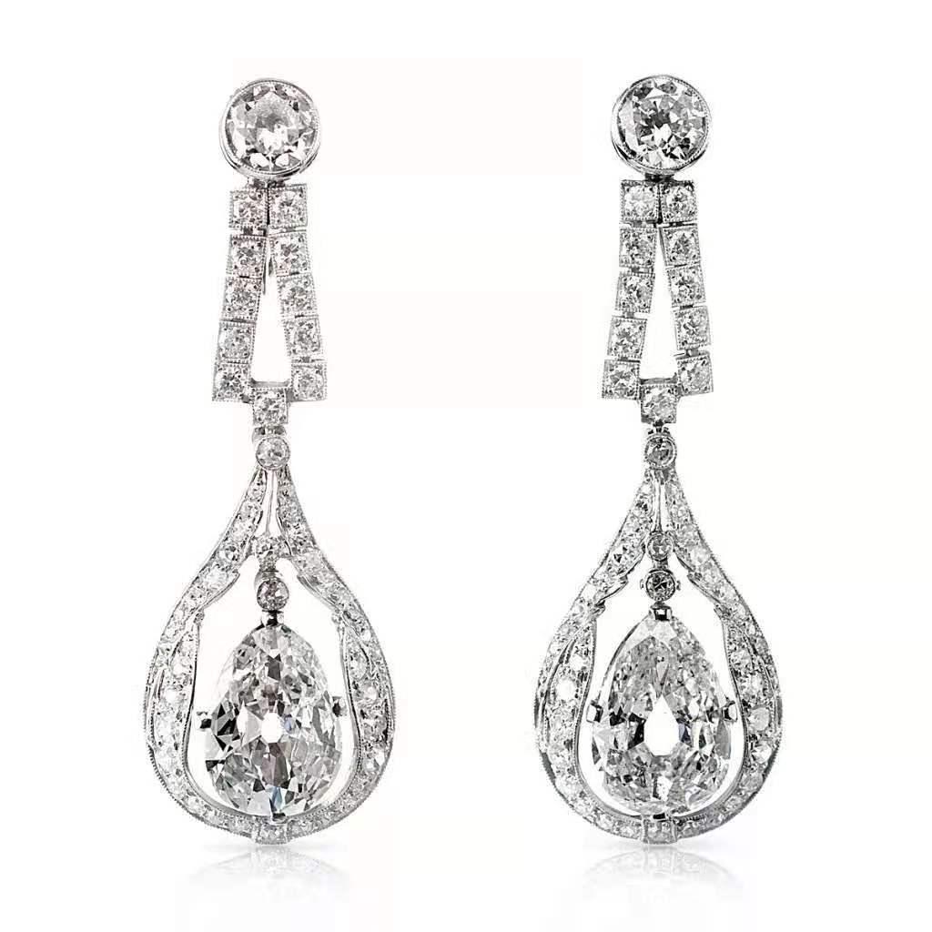 18K Gold-Plated European Style Zircon Teardrop Earrings for Women