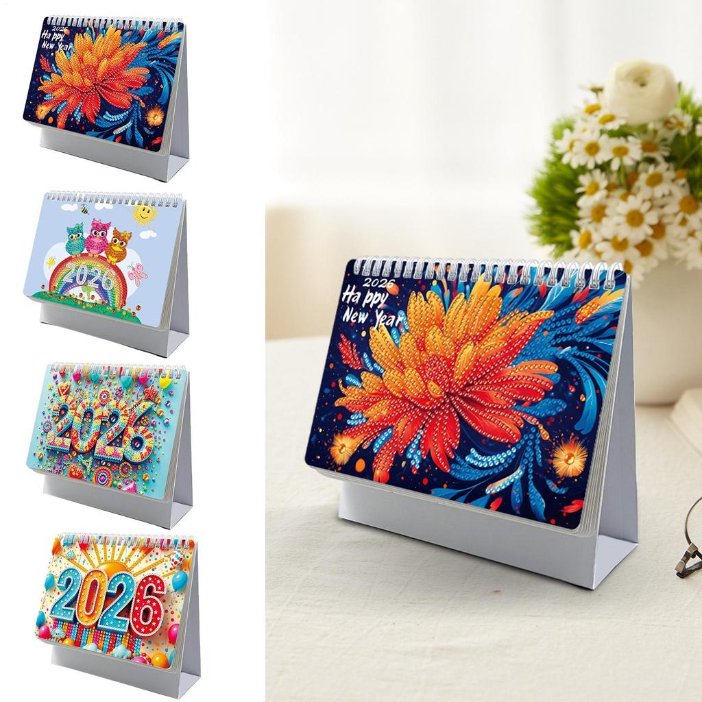 2026 Desk Calendar Diamond Painting Calendar Painting Monthly Calendar Kit Calendar Desktop Ornament For Home Office Planning