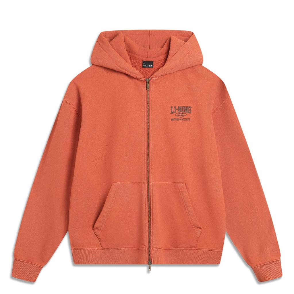 Li Ning Série Lifestyle Sportif Décontracté Confortable Simple Ample Polyvalent Sweat à capuche Unisexe Rouge Thé AWDVC13-2