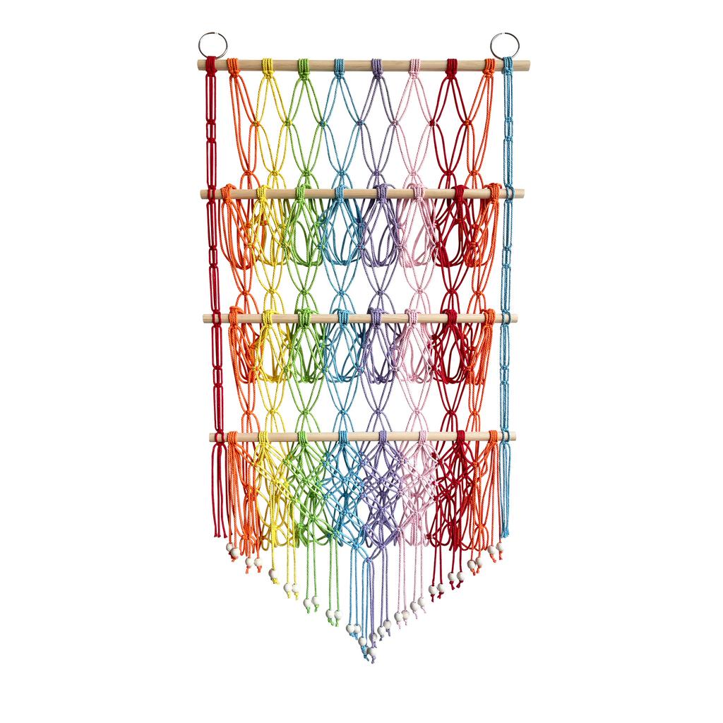 Bohemian Style 3 Layers Toy Storage Net Rope Woven Storage Basket For Plush Doll Wall Decoration Toys Organizer Bags Net Pocket