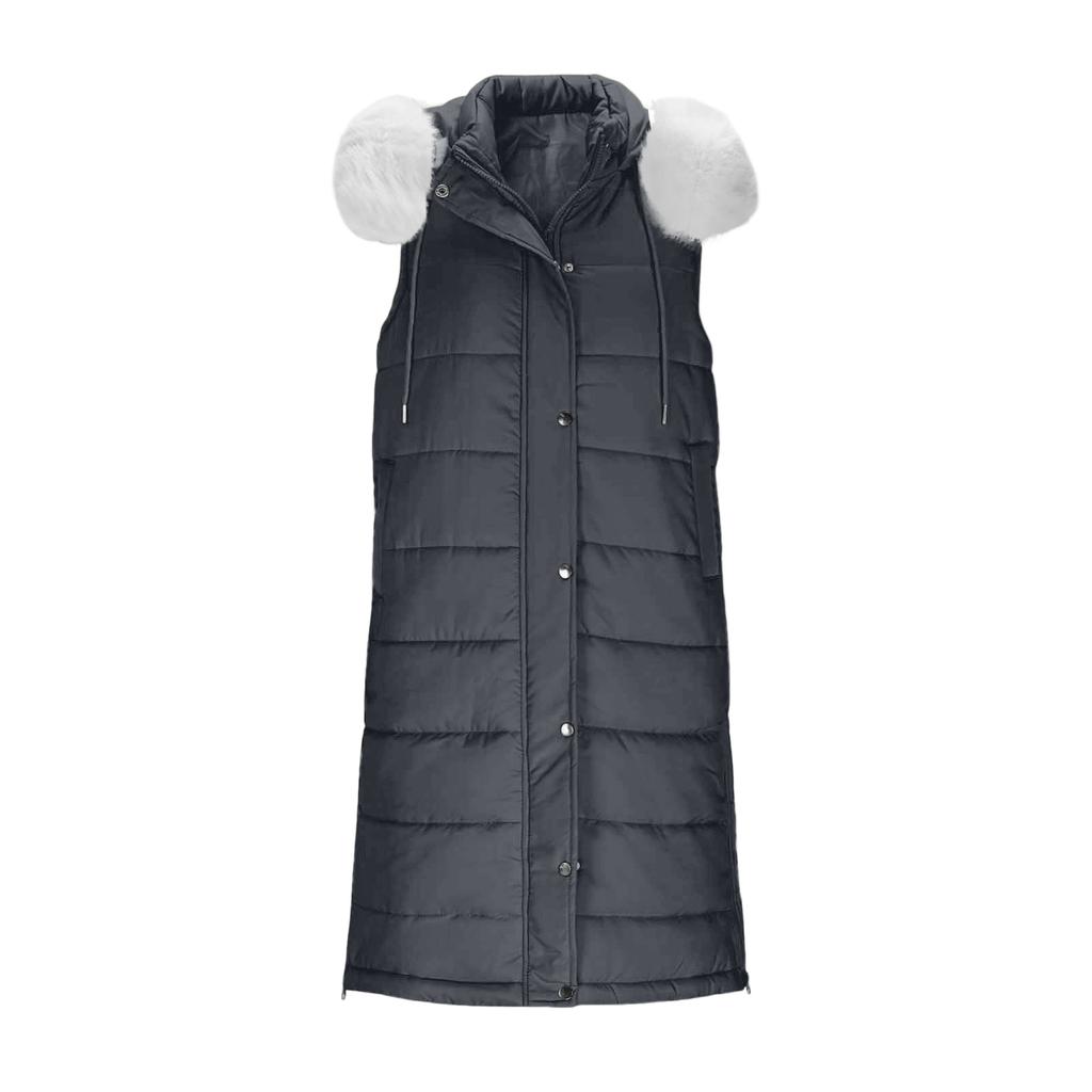 Damska Długa Kurtka Puchowa z Kapturem
