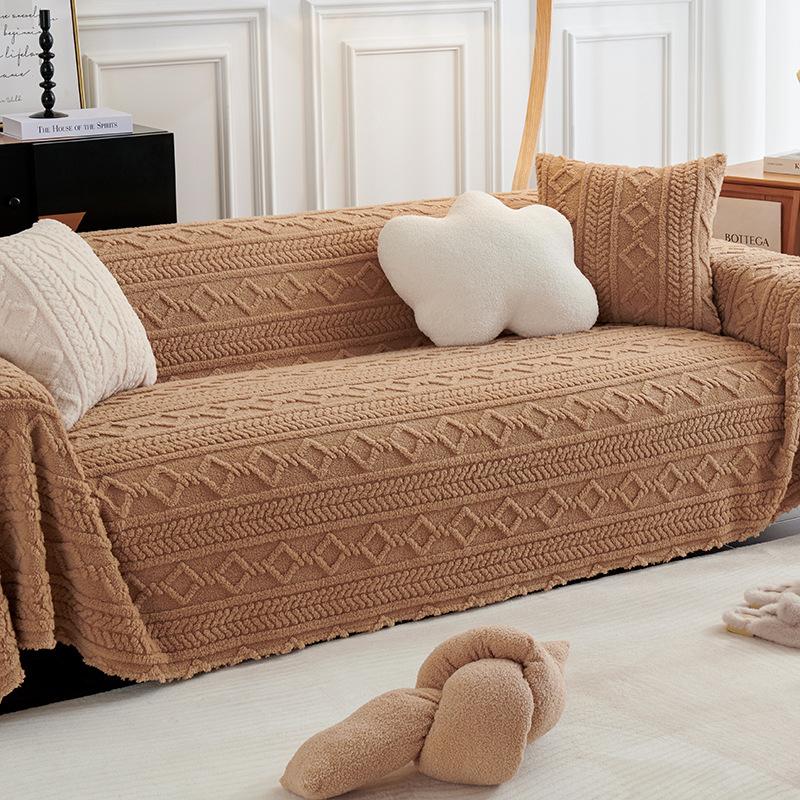 Anti-Scratching Sofa Cover Cloth Ins Style Sofa Towel Winter Plush Sofa Cover All-Inclusive Universal Sofa Cover Full Covered