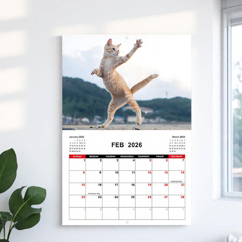 2026 Kung Fu Katze Kalender Neujahr Wandkalender Lustige Geschenke mit Katzenmotiv für Katzenliebhaber Neujahr Weihnachtsgeschenke