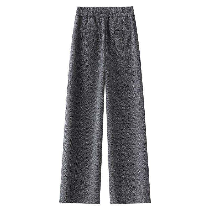 Oatmeal High-Waist Slimming Wide-Leg Pants for Women - 2024 Autumn/Winter Collection