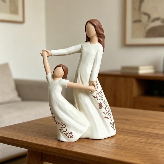 Gifts for Mom from Daughter, Hand Painted Resin Mother Daughter Figurine, Sentimental Mother's Day Gifts for Mom